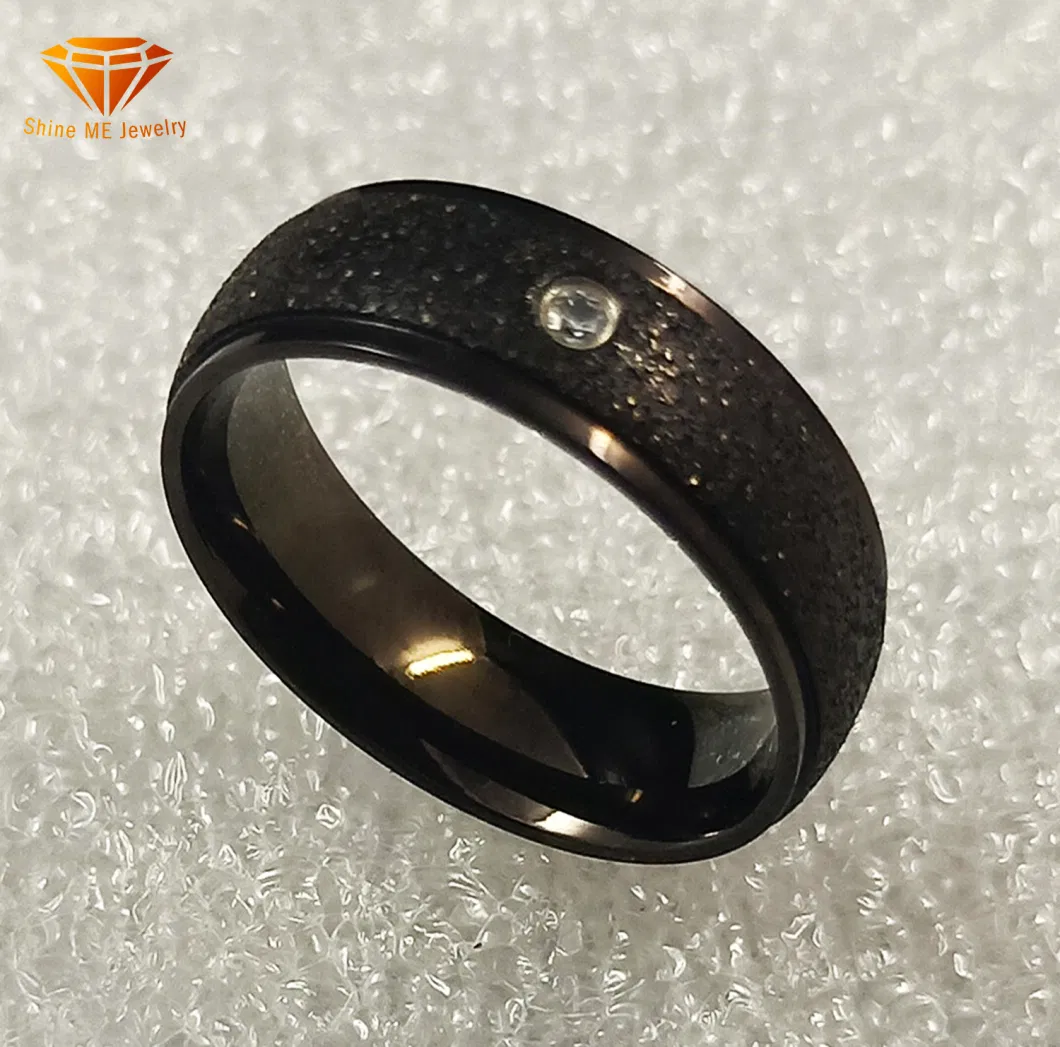 Wholesale Body Jewelry Roll Sand Black Plating Stainless Steel Finger Ring SSR1984